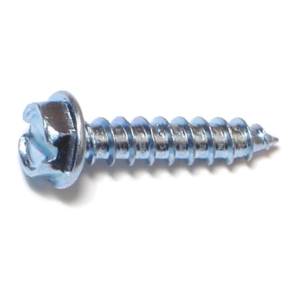 Midwest Fastener Sheet Metal Screw, #12 x 1 in, Zinc Plated Steel Flange Hex Head Slotted Drive, 100 PK 02947 - main